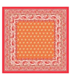 Carré En Twill De Soie MOURIES Block Print Orange Et Rouge 90 X 90 Cm 5 Carré En Twill De Soie MOURIES Block Print Orange Et Rouge 90 X 90 Cm -Mode Vêtements Magasin 90.90 mouries orange 1