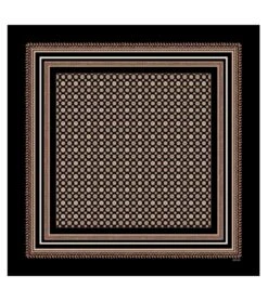 Carré En Twill De Soie MAILLANE Noir & Camel 90 X 90 Cm