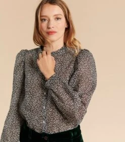 Blouse ADÉLAÏDE Marguerite Noir Et Blanc -Mode Vêtements Magasin ad laide.1