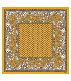 Bandana Coton COURONNE DE FLEUR Ocre 60 X 60 Cm