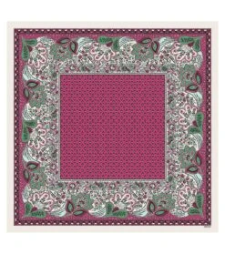 Bandana Coton COURONNE DE FLEUR Menthe Framboise 60 X 60 Cm
