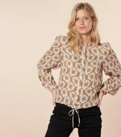 Blouse ADELAIDE Feuille De Vigne Nacre Nude