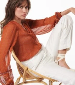 Blouse ADELAÏDE Petites Feuilles Tomette