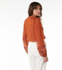 Blouse ADELAÏDE Petites Feuilles Tomette -Mode Vêtements Magasin blouse adelaide petite feuille.4