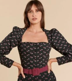 Blouse ADÉLE Pâquerette Noir Et Fuchsia