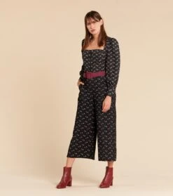 Blouse ADÉLE Pâquerette Noir Et Fuchsia -Mode Vêtements Magasin blouse adele.1