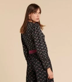 Blouse ADÉLE Pâquerette Noir Et Fuchsia -Mode Vêtements Magasin blouse adele.2