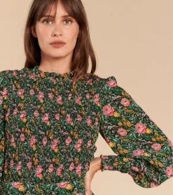 Blouse Smockée ADORÉE Roseraie Rose -Mode Vêtements Magasin blouse adoree roseraie 1