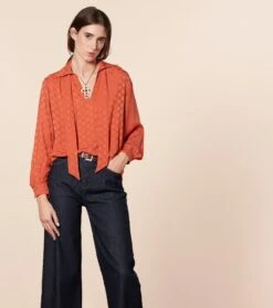 Blouse AIDA Fleur D'Arles Mandarine 9 Blouse AIDA Fleur D'Arles Mandarine -Mode Vêtements Magasin blouse aida fda.1