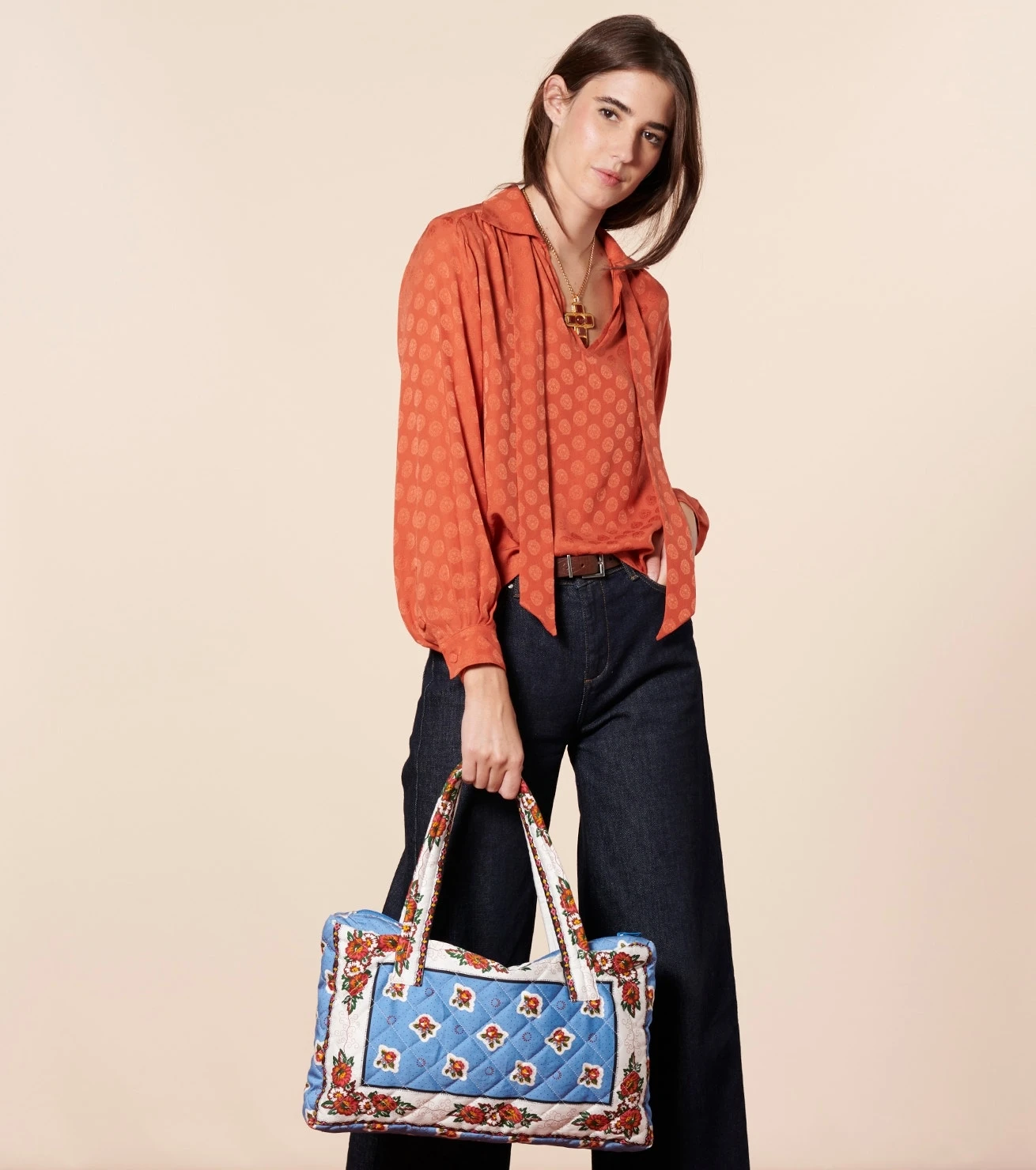 Blouse AIDA Fleur D'Arles Mandarine 3 Blouse AIDA Fleur D'Arles Mandarine – Image 3