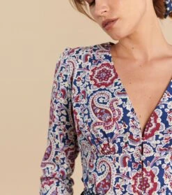 Blouse ALICE Kerala Marine Et Bordeaux -Mode Vêtements Magasin blouse alice kerala.3