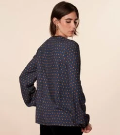 Blouse FRIDA Petit Scarabee Marine Caramel 6 Blouse FRIDA Petit Scarabee Marine Caramel -Mode Vêtements Magasin blouse frida scarab e.2