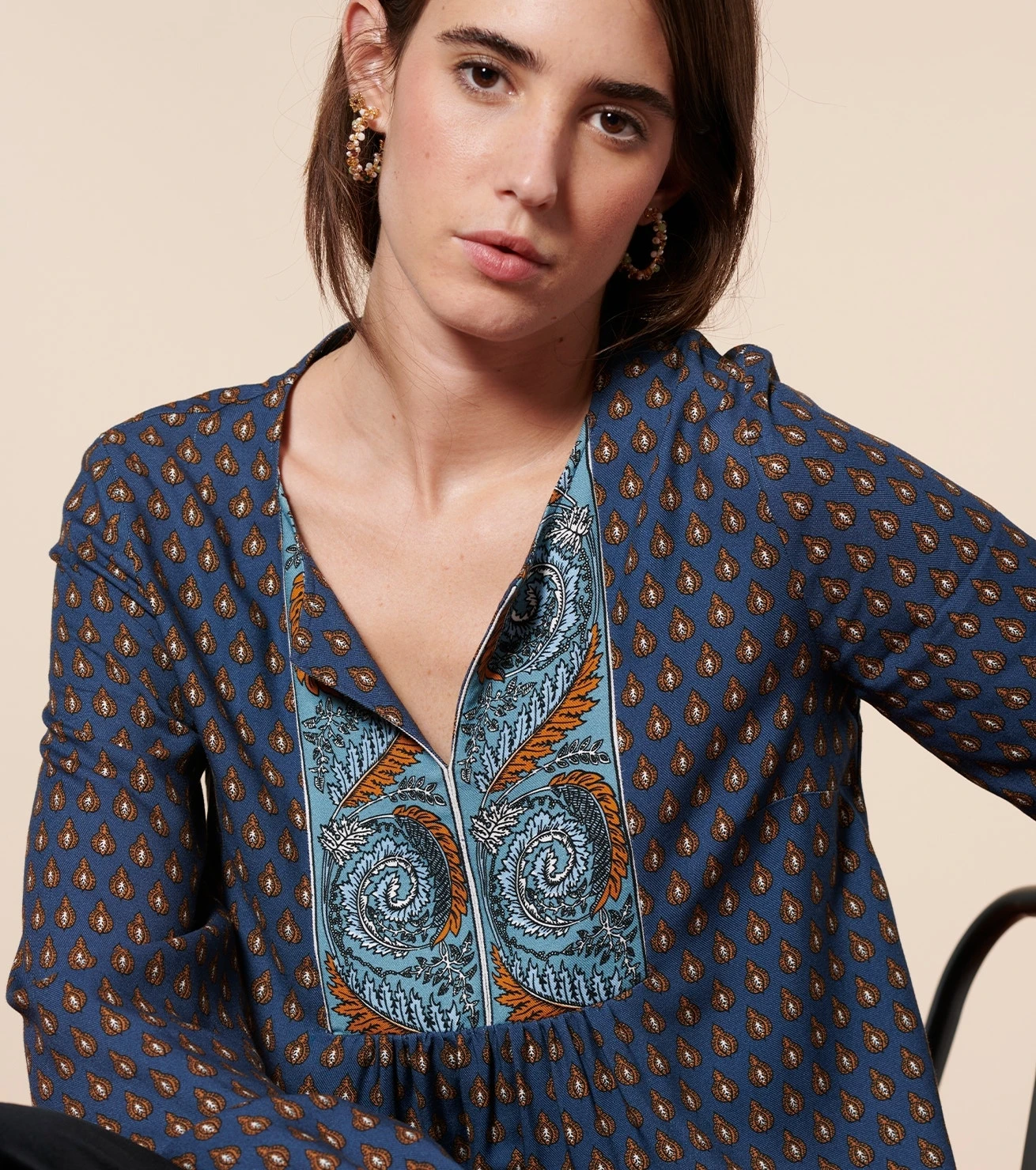 Blouse FRIDA Petit Scarabee Marine Caramel 2 Blouse FRIDA Petit Scarabee Marine Caramel – Image 2