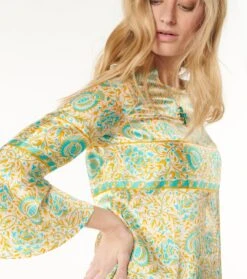 Blouse GINETTA Sault Ocre Turquoise 8 Blouse GINETTA Sault Ocre Turquoise -Mode Vêtements Magasin blouse ginetta