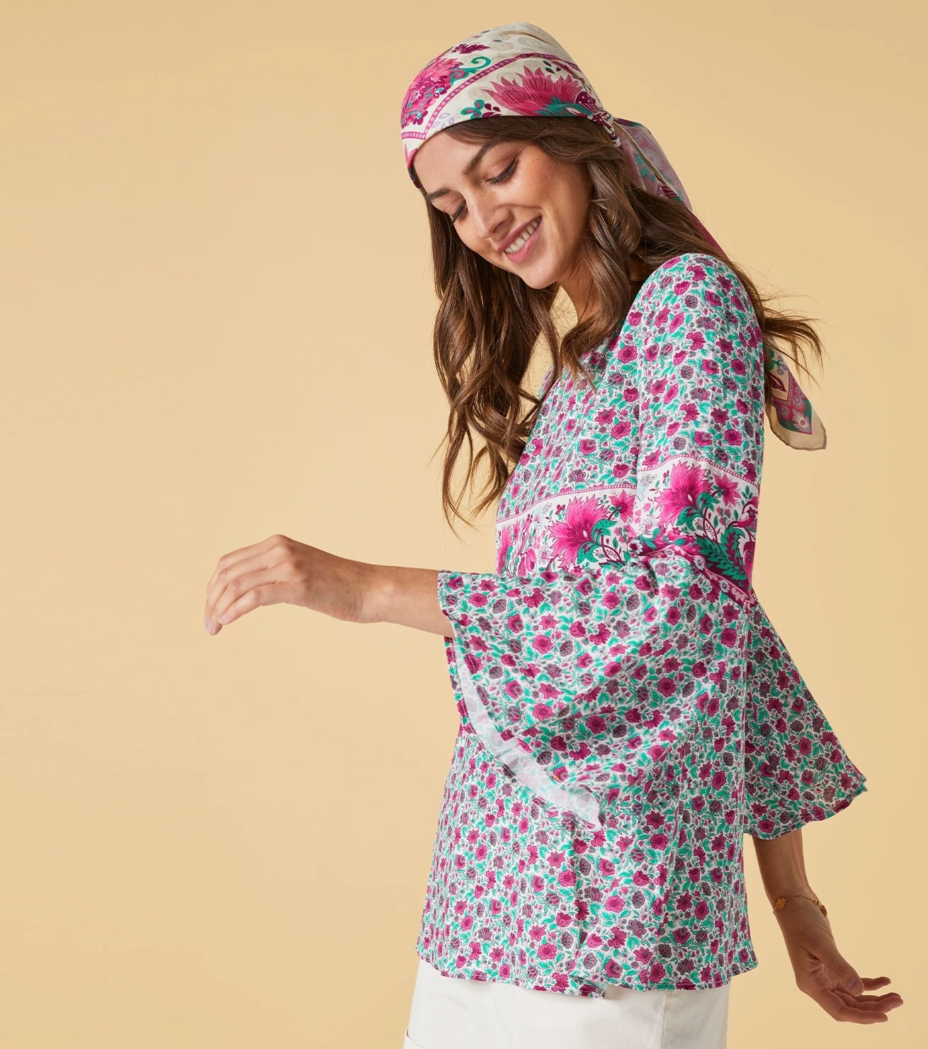 Blouse GINETTA Mini Boutis Menthe Framboise 2 Blouse GINETTA Mini Boutis Menthe Framboise – Image 2