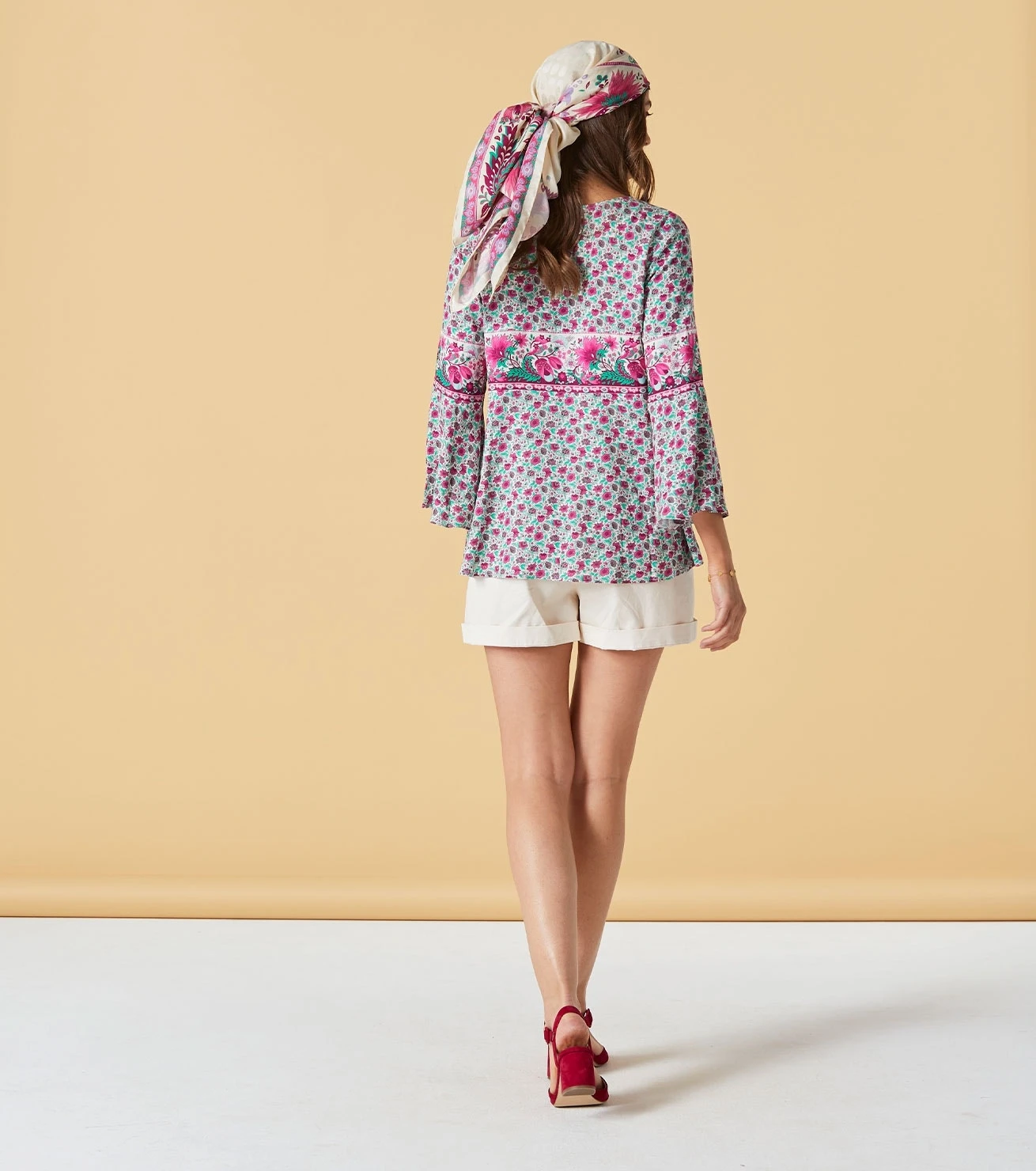 Blouse GINETTA Mini Boutis Menthe Framboise 4 Blouse GINETTA Mini Boutis Menthe Framboise – Image 4