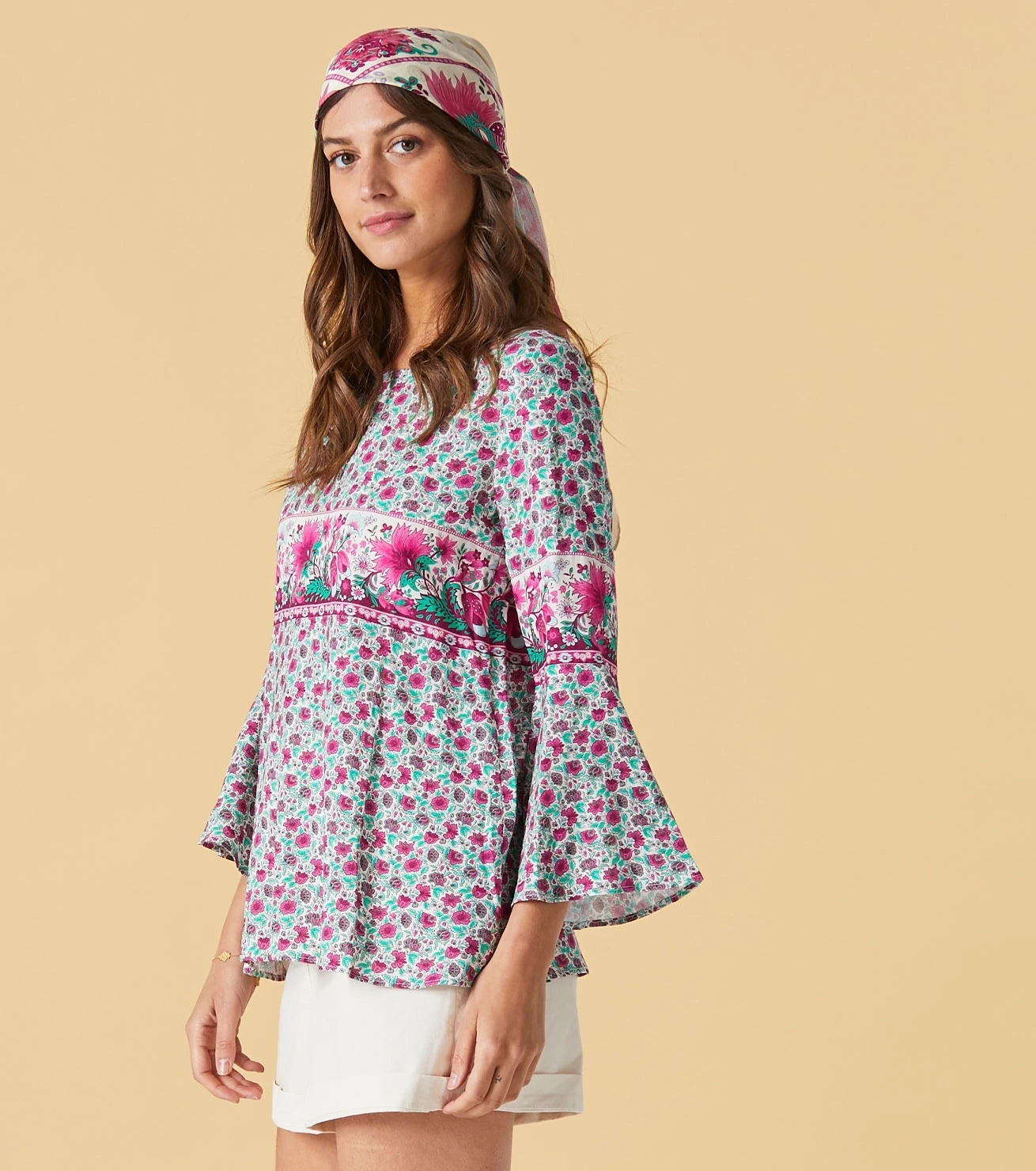 Blouse GINETTA Mini Boutis Menthe Framboise 5 Blouse GINETTA Mini Boutis Menthe Framboise – Image 5