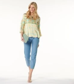 Blouse GINETTA Sault Ocre Turquoise 7 Blouse GINETTA Sault Ocre Turquoise -Mode Vêtements Magasin blouse ginetta4