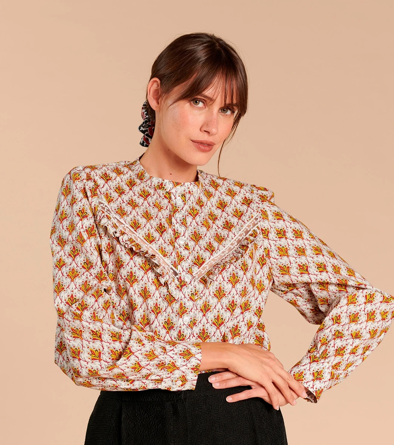 Blouse HENRIETTE Plumette écru Et Bordeaux 1 Blouse HENRIETTE Plumette écru Et Bordeaux