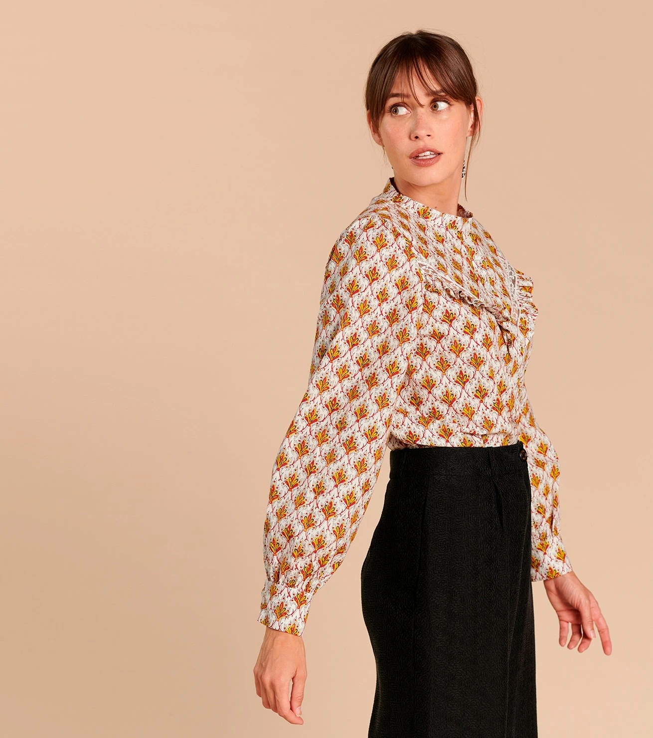 Blouse HENRIETTE Plumette écru Et Bordeaux 4 Blouse HENRIETTE Plumette écru Et Bordeaux – Image 4