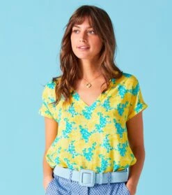 Blouse JACKIE Bouquet De Roses Bouton D'or Aqua 9 Blouse JACKIE Bouquet De Roses Bouton D'or Aqua -Mode Vêtements Magasin blouse jackie bouquet.4