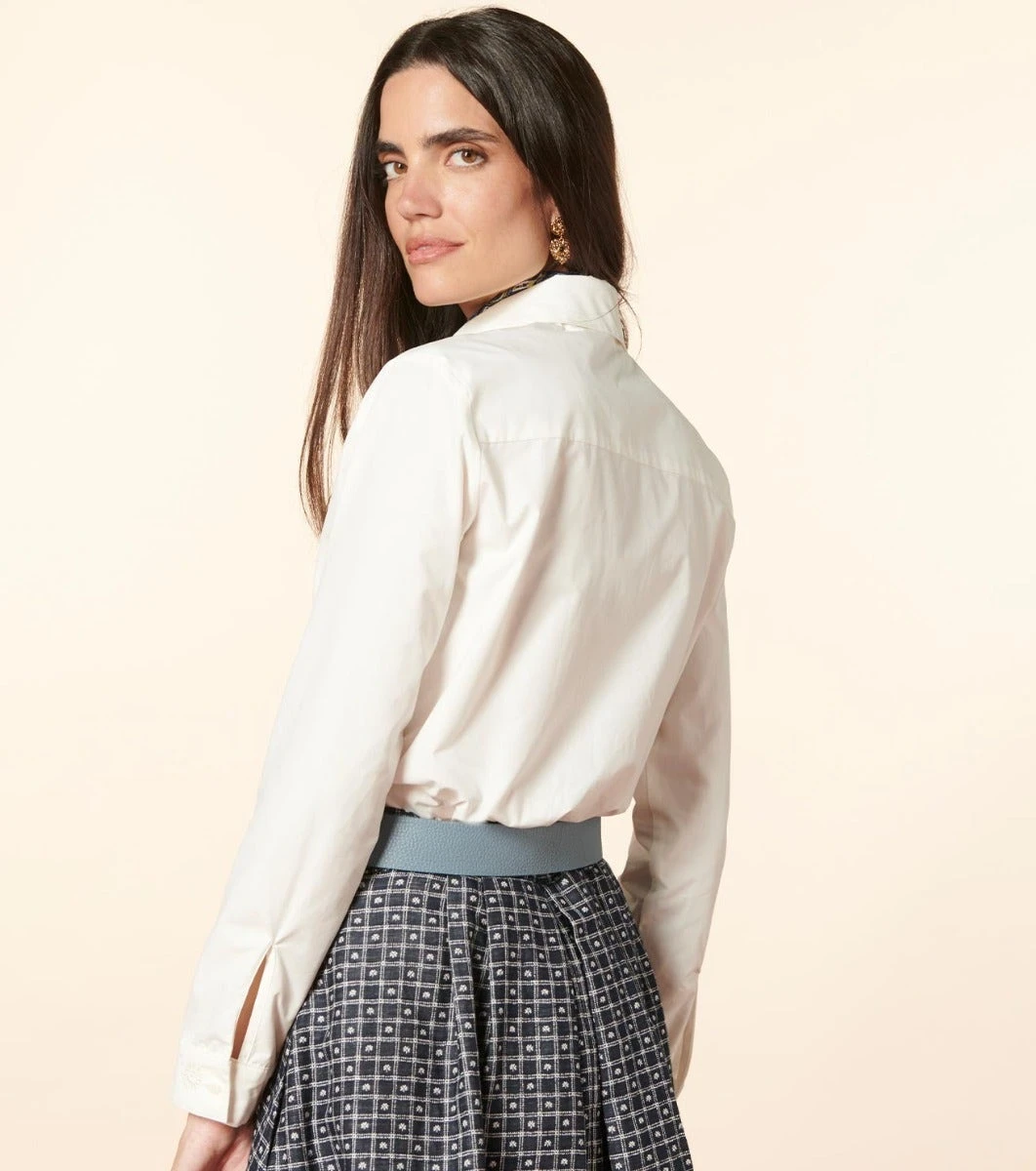 Blouse JOSEFINA Jabot Blanc Uni 2 Blouse JOSEFINA Jabot Blanc Uni – Image 2