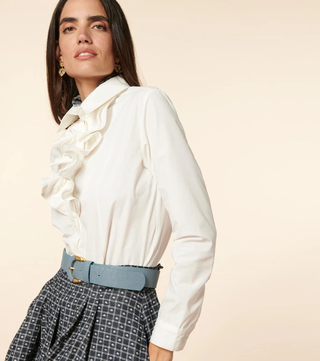 Blouse JOSEFINA Jabot Blanc Uni 1 Blouse JOSEFINA Jabot Blanc Uni