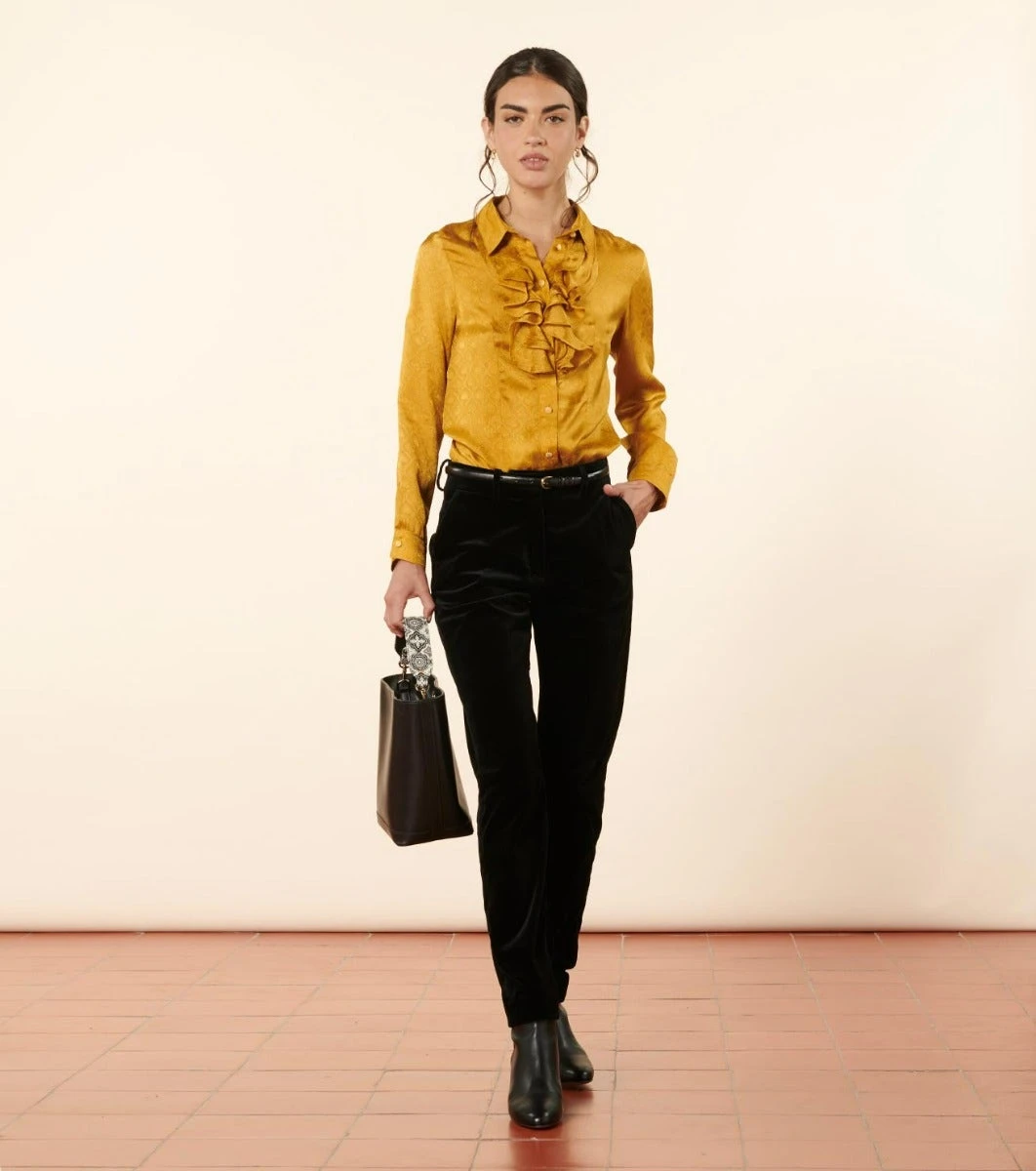 Blouse JOSEFINA Jacquard Trèfle Bronze 5 Blouse JOSEFINA Jacquard Trèfle Bronze – Image 5