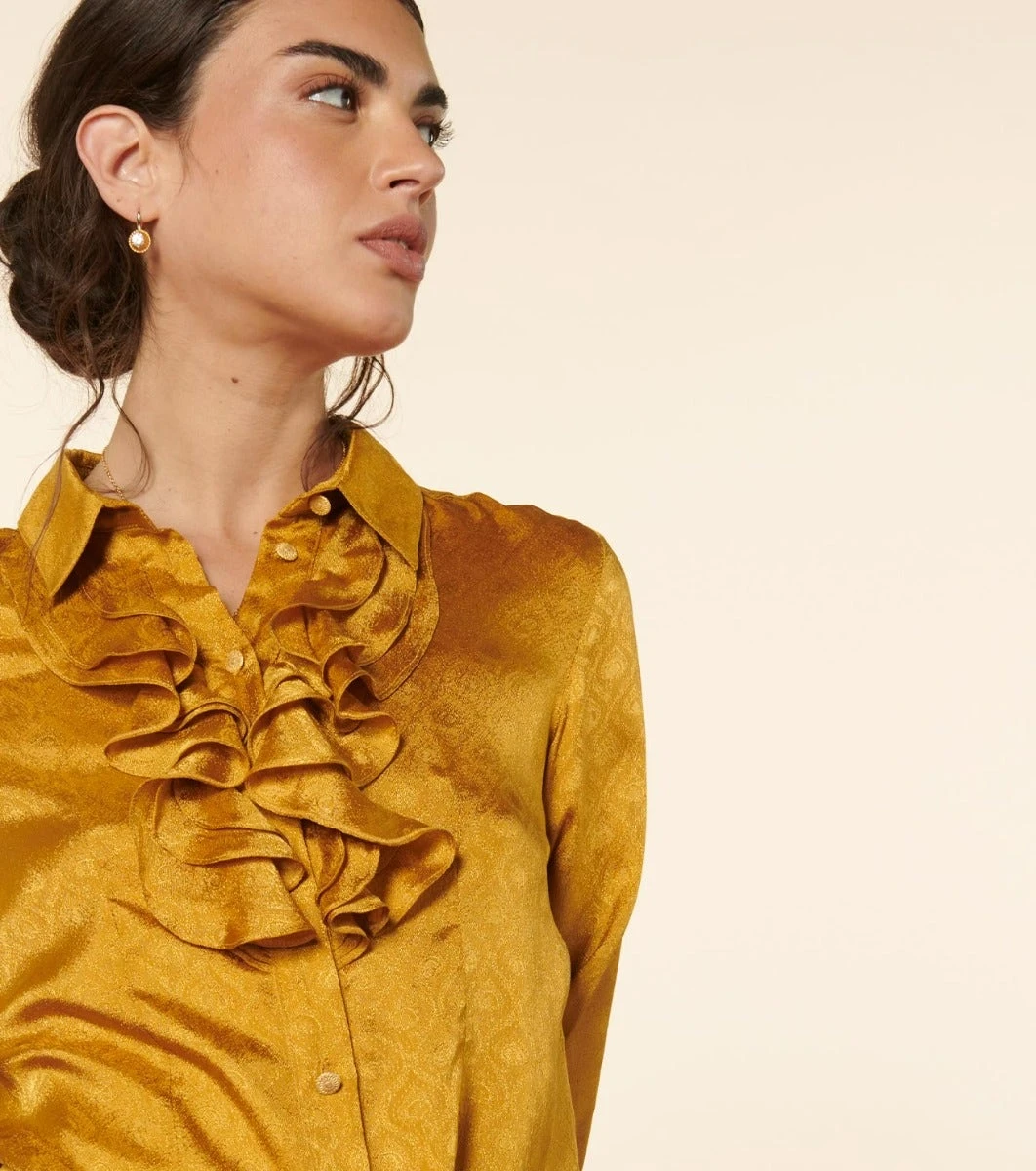 Blouse JOSEFINA Jacquard Trèfle Bronze 6 Blouse JOSEFINA Jacquard Trèfle Bronze – Image 6