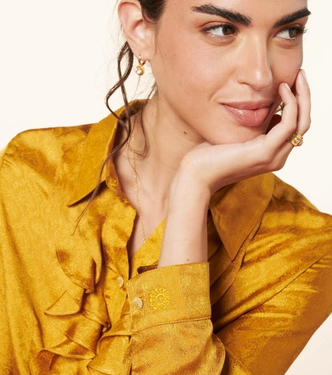 Blouse JOSEFINA Jacquard Trèfle Bronze 1 Blouse JOSEFINA Jacquard Trèfle Bronze