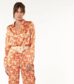 Blouse LINETTE Jardin Fleuri Orange -Mode Vêtements Magasin blouse linette jardin fleuri.1