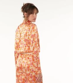 Blouse LINETTE Jardin Fleuri Orange -Mode Vêtements Magasin blouse linette jardin fleuri.3