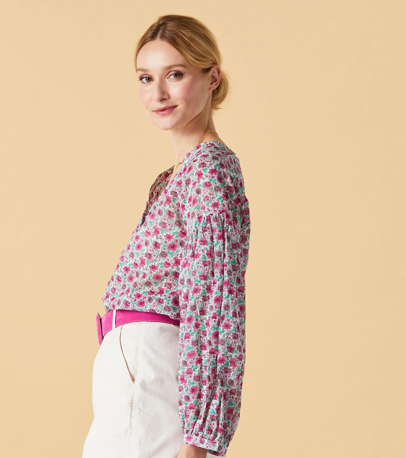 Blouse MAZARINE Mini Boutis Menthe Framboise 3 Blouse MAZARINE Mini Boutis Menthe Framboise – Image 3