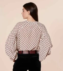 Blouse MAZARINE Paisley Végétal écru Fuchsia -Mode Vêtements Magasin blouse mazarine paisley.5