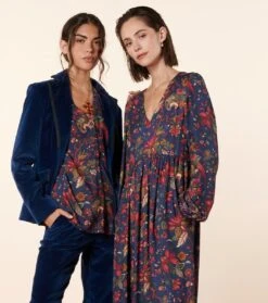 Blouse MAZARINE Héron Marine Fuchsia -Mode Vêtements Magasin blouse mazarineh ron.b2