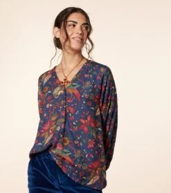 Blouse MAZARINE Héron Marine Fuchsia