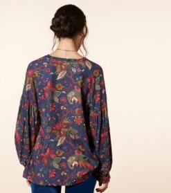 Blouse MAZARINE Héron Marine Fuchsia -Mode Vêtements Magasin blouse mazarineh ronb4