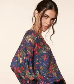 Blouse MAZARINE Héron Marine Fuchsia -Mode Vêtements Magasin blouse mazarineh ronb5