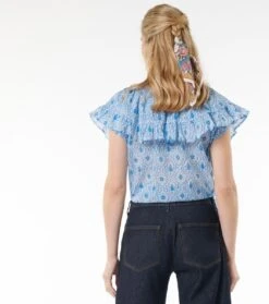 Blouse ROCA Rêves D'Orient Blanc Bleu -Mode Vêtements Magasin blouse roca rves.1