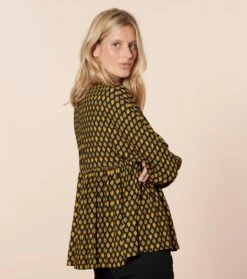 Blouse VERONIQUE Petit Royal Noir Ocre -Mode Vêtements Magasin blouse v ronique.2