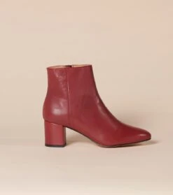 Bottines IRENE En Cuir Bordeaux -Mode Vêtements Magasin bottines irenes rouje.1