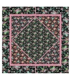 Carré En Twill De Soie PATCH HERON Noir Multico 90 X 90 Cm