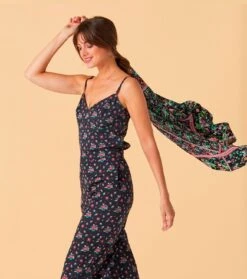 Carré En Twill De Soie PATCH HERON Noir Multico 90 X 90 Cm -Mode Vêtements Magasin carr patch hero noir 90x901 1