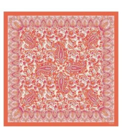 Carré En Twill De Soie SAINTE MAXIME Orange 90 X 90 Cm