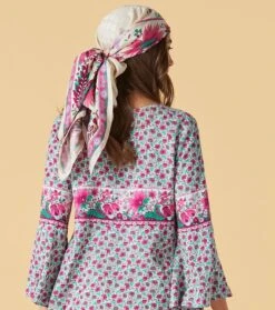 Foulard En Jacquard De Soie TANTE ALICE Fuchsia Menthe 90 X 90 Cm 6 Foulard En Jacquard De Soie TANTE ALICE Fuchsia Menthe 90 X 90 Cm -Mode Vêtements Magasin carr tante alice 90x90.3