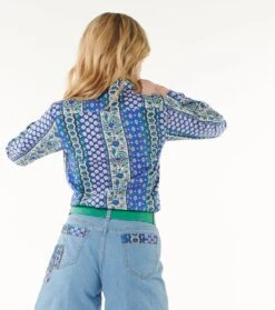 Chemise ELINA Bande Provençale Bleu Menthe -Mode Vêtements Magasin cf elina bande provencale.2