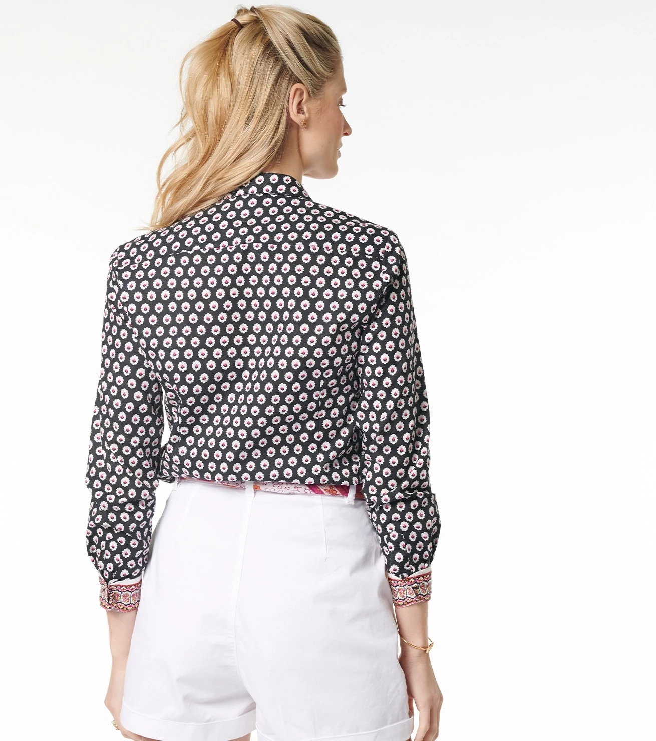 Chemise ELINA Fleur De Maussane Noire & Fuchsia 3 Chemise ELINA Fleur De Maussane Noire & Fuchsia – Image 3