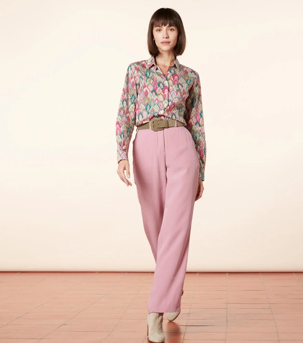 Chemise ELINA Plume émeraude Rose 5 Chemise ELINA Plume émeraude Rose – Image 5