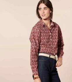 Chemise LENA Paisley Naïf Bordeaux -Mode Vêtements Magasin cf lena paisley.1