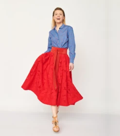 Jupe CANNES Broderie Anglaise Rouge